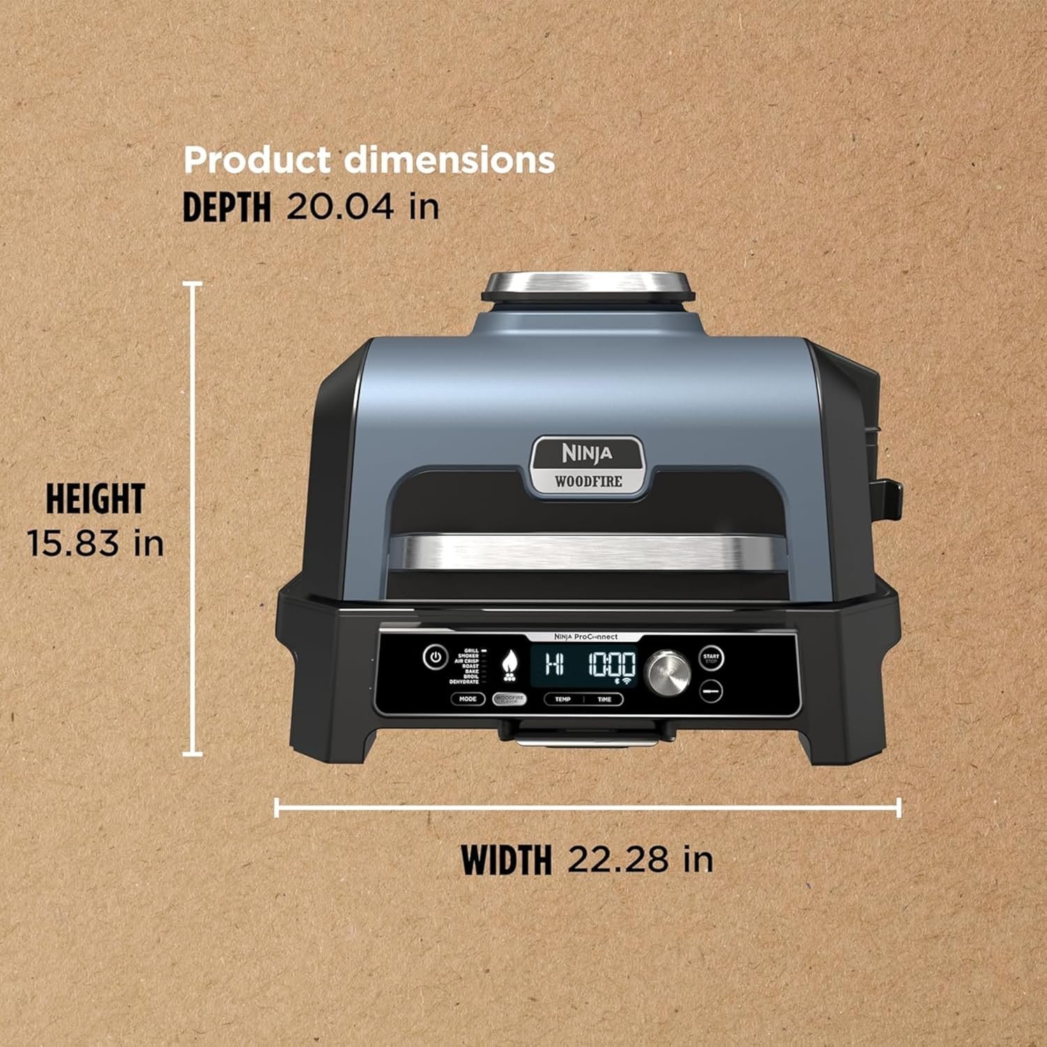 Ninja Woodfire Pro Connect XL Outdoor Grill & Smoker | Bluetooth, App Enabled | 7-in-1 Grill, BBQ Smoker, Outdoor Air Fryer | Woodfire Technology | Built-In Thermometer | Green & Gold | OG951GN2 - Image 10