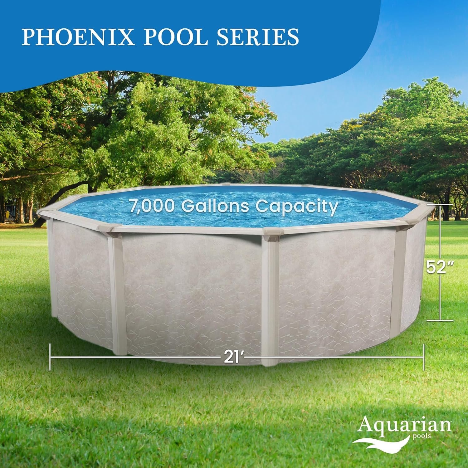 Aquarian 21ft x 52in Round Above Ground Pool – Phoenix Series - Image 2