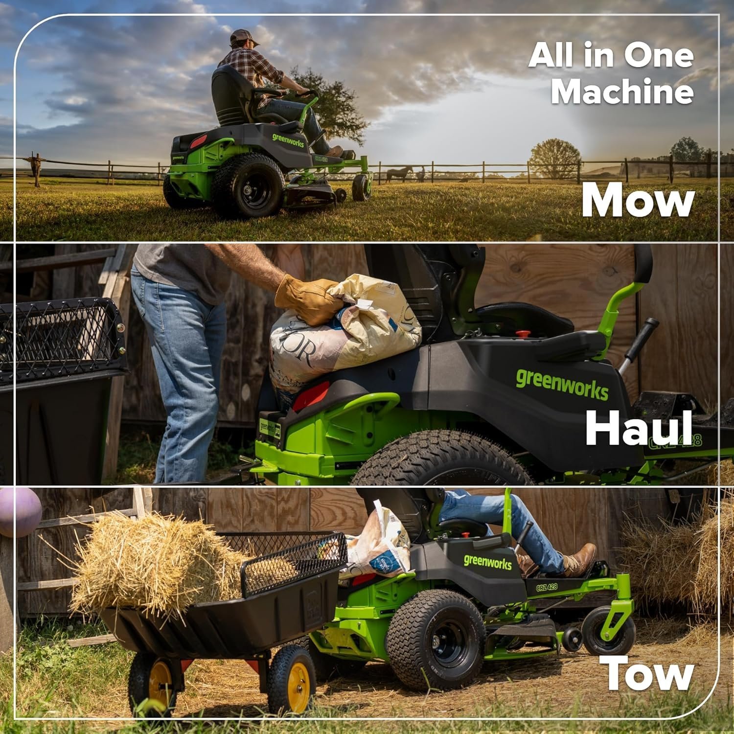 Greenworks 80V 42″ CrossoverZ Zero Turn Riding Lawn Mower, (6) 6.0Ah Batteries and 600W Charger - Image 10