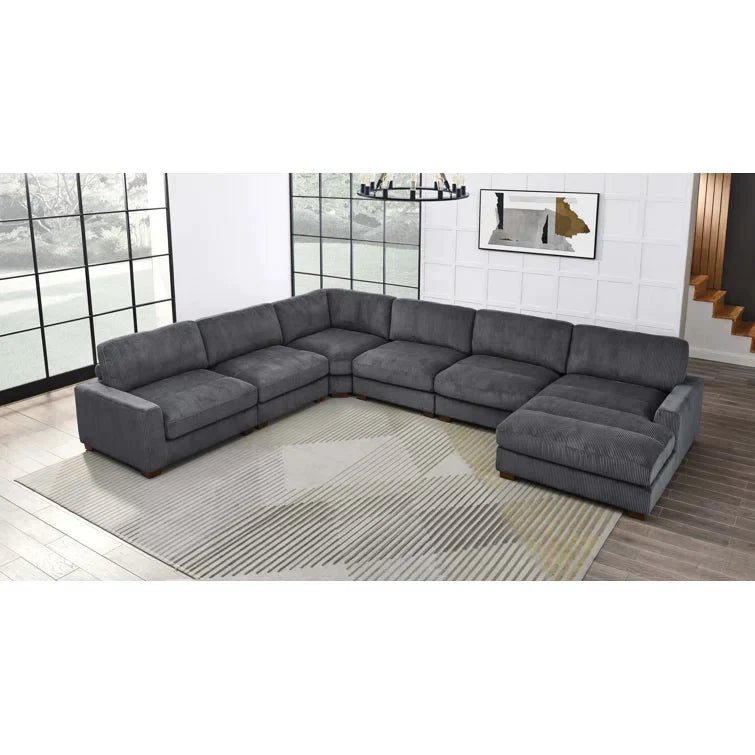 Aristedes 6 – Piece Corduroy Sectional - Image 3