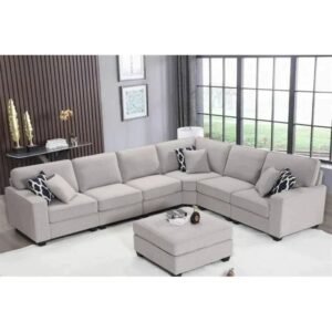 137″ Wide Reversible Modular Corner Sectional with Ottoman