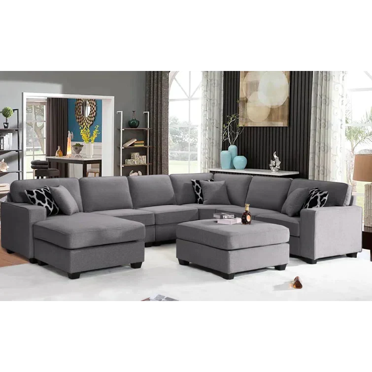 137″ Wide Reversible Modular Corner Sectional with Ottoman - Image 13