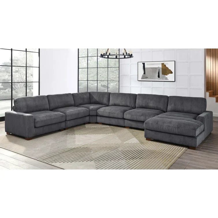 Aristedes 6 – Piece Corduroy Sectional - Image 4