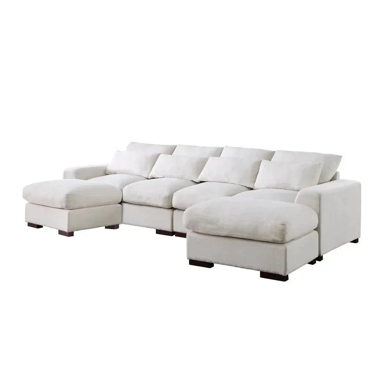 Tatman Linen Blend Sectional with 2 Ottomans - Image 5