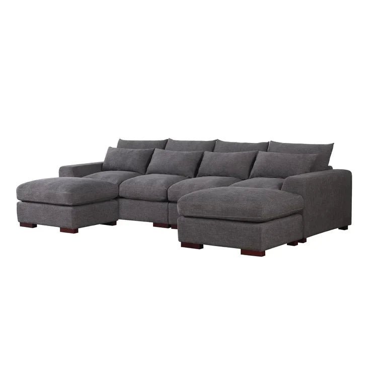 Tatman Linen Blend Sectional with 2 Ottomans - Image 6