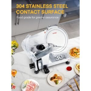 Meat Slicer 370W, Electric Food Deli Slicer, Premium Chromium-plated Steel Blade