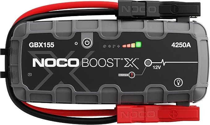 NOCO Boost X GBX155: 4250A UltraSafe Jump Starter – 12V Lithium Battery Booster Pack, Portable Jump Box, Power Bank & Jumper Cables – for 10.0L Gas and 8.0L Diesel Engines