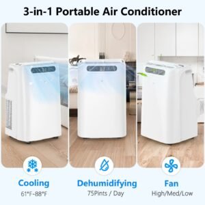 12000 BTU Portable Air Conditioners Cools up to 500 Sq. Ft.