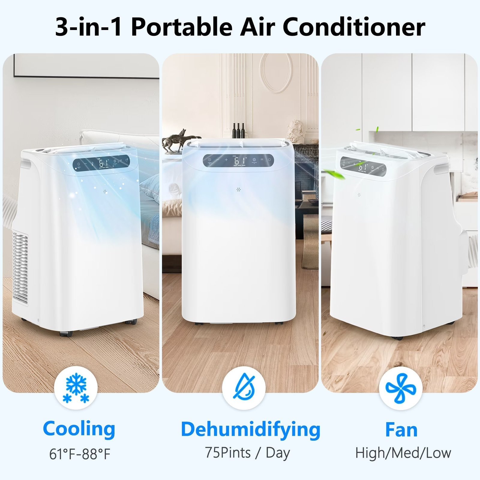 12000 BTU Portable Air Conditioners Cools up to 500 Sq. Ft.